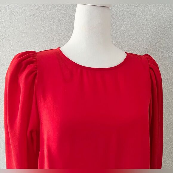 H & M Womens Fire Red Puff Sleeves Mini Dress Size Small - Picture 3 of 15